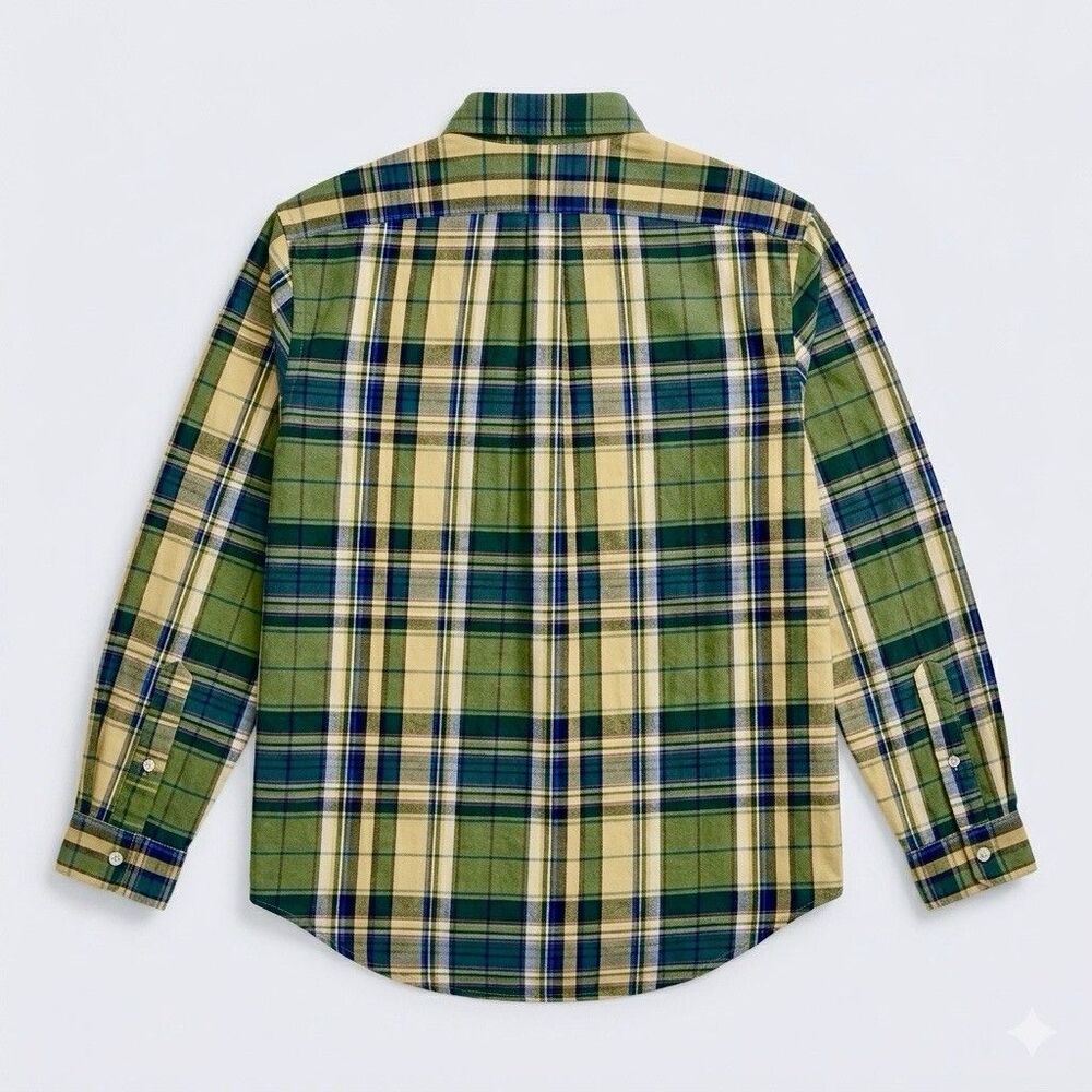 Ralph Lauren Plaid Flannel Shirt Classic Fit Yellow Green L - Picture 8 of 9